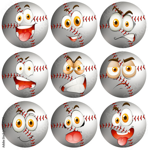 Baseball with facial expression
