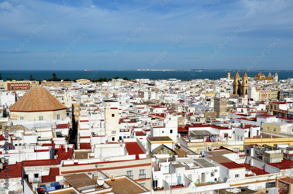 Blick vom Torre Tavira auf Cadiz