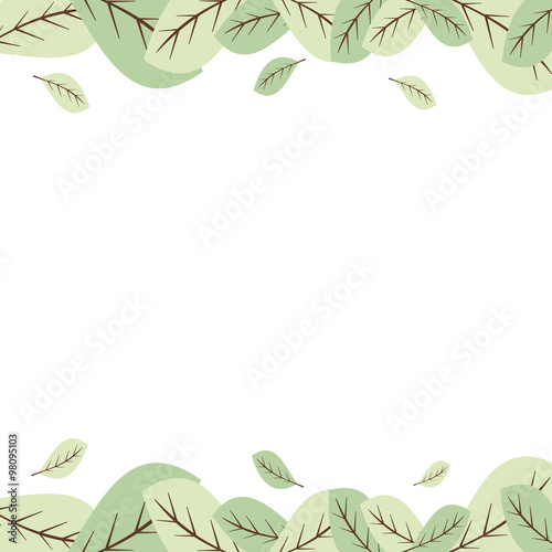 pastel green leaves vector frame border illustration   © Alice Vacca