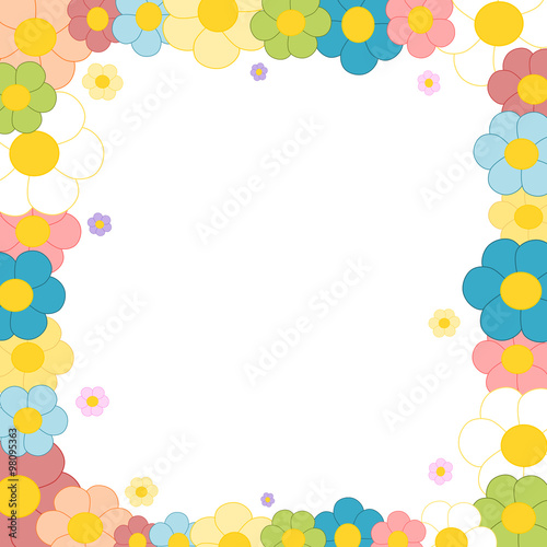 floral vector frame with colorful daisy flower