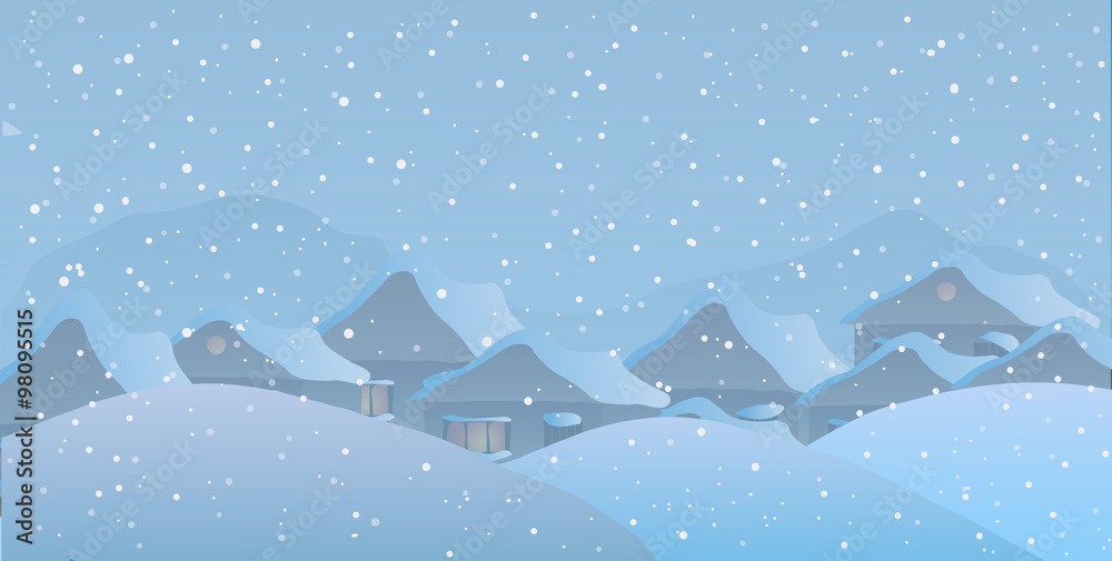 Vector illustration. Village in the snow. Vector illustration. Village in the snow.