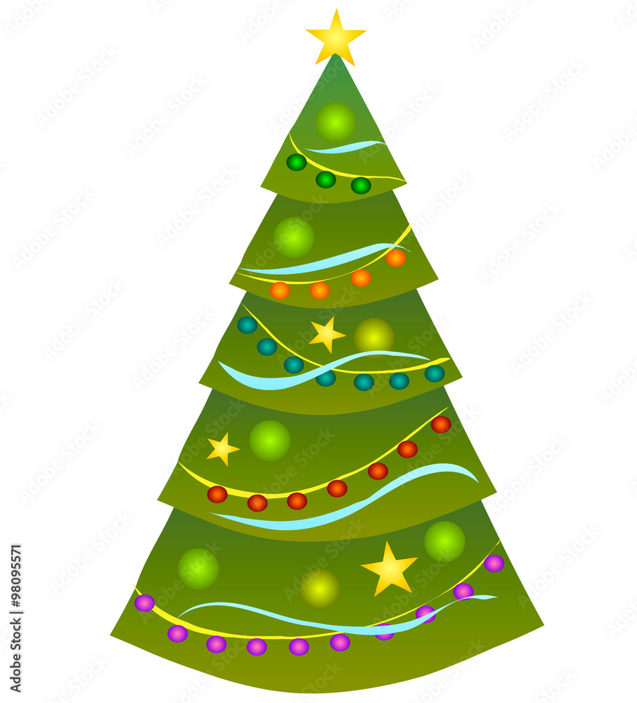 Vector illustration. Christmas tree on white background. Vector illustration. Christmas tree on white background.