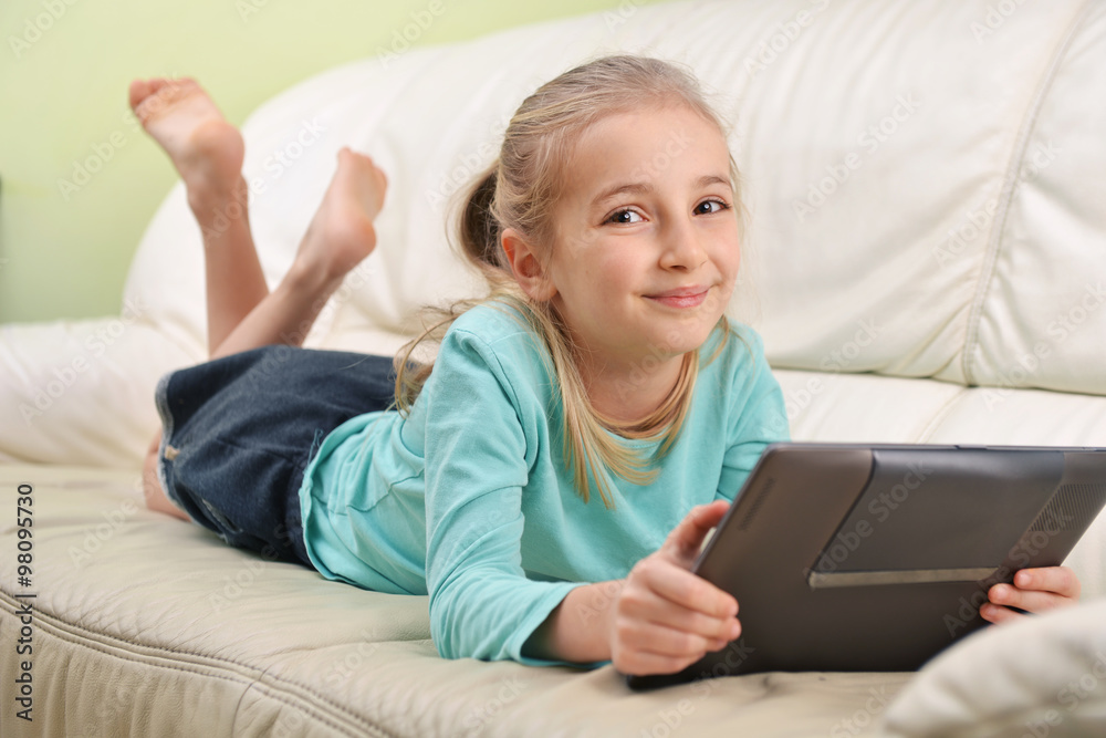 girl with modern tablet girl with modern tablet