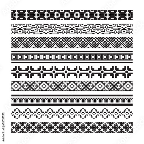 Asian frame ornament, pattern brush ,korean, chinese, japanese v