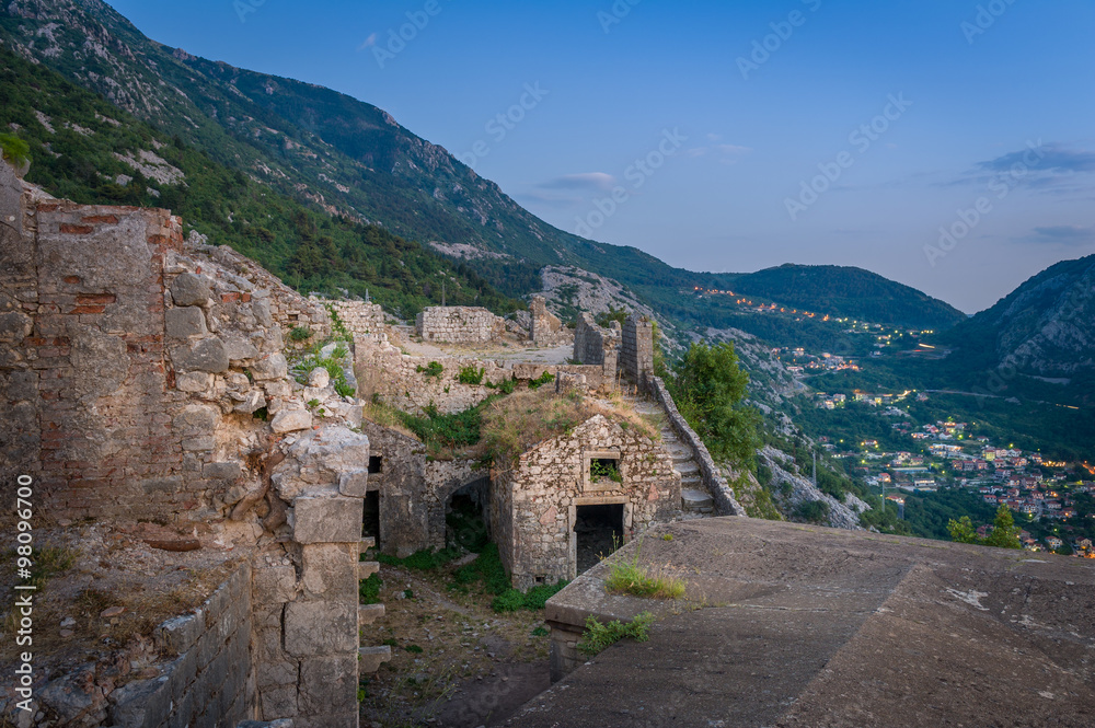Kotor ancient monastery in the mountains ruins