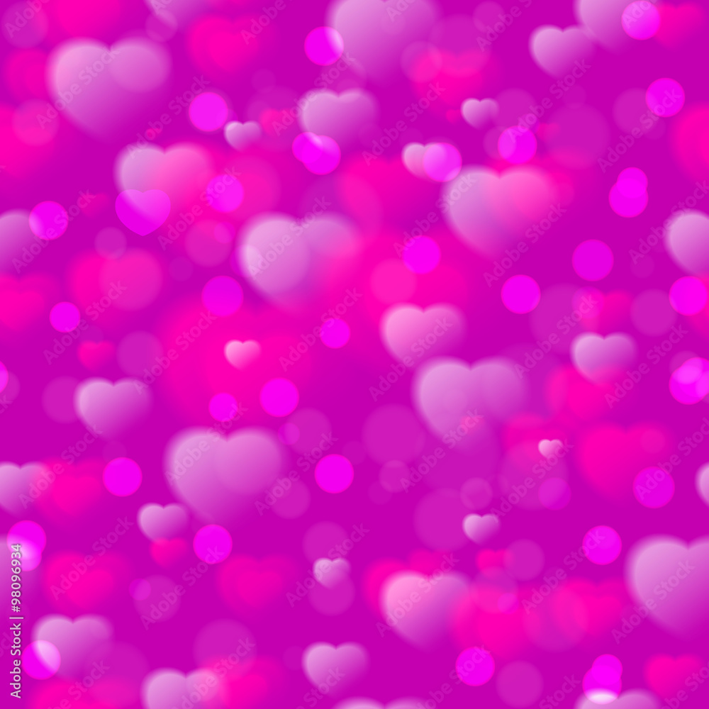 Seamless pattern with fuzzy hearts on purple background. Vector illustration Seamless pattern with fuzzy hearts on purple background. Vector illustration