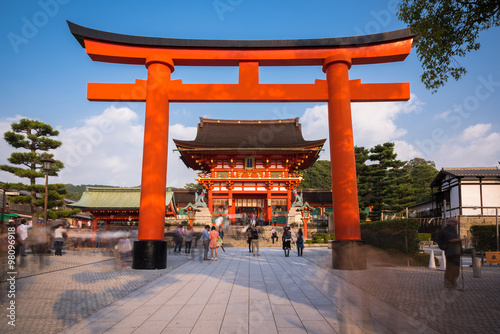 Tori at the main entrance of Fushimi Inari Shrine  Kyoto  Japan.  