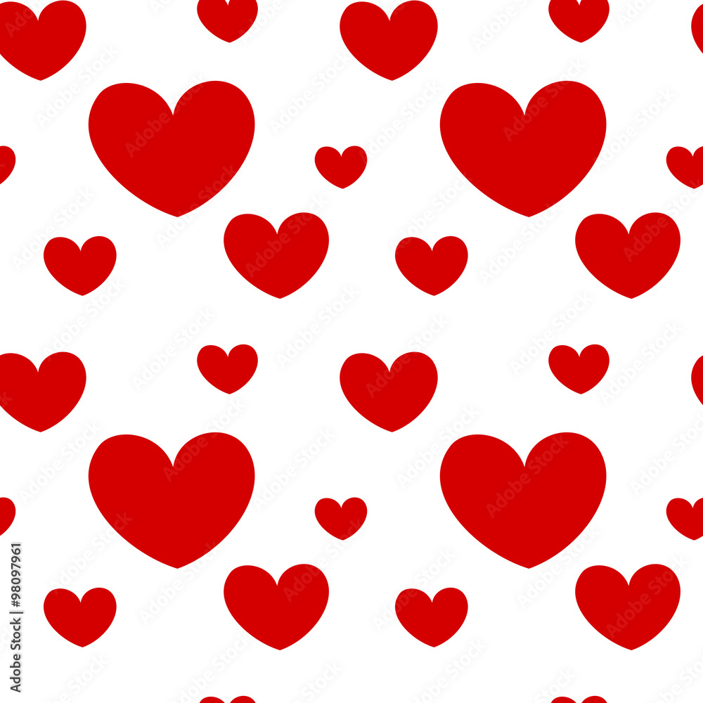 cute romantic red hearts seamless vector valentine pattern background illustration