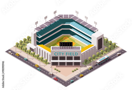Vector isometric baseball arena