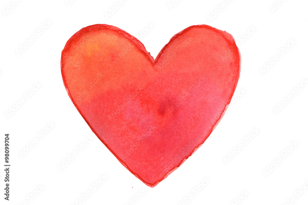 Red heart in watercolor