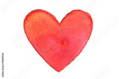 Red heart in watercolor