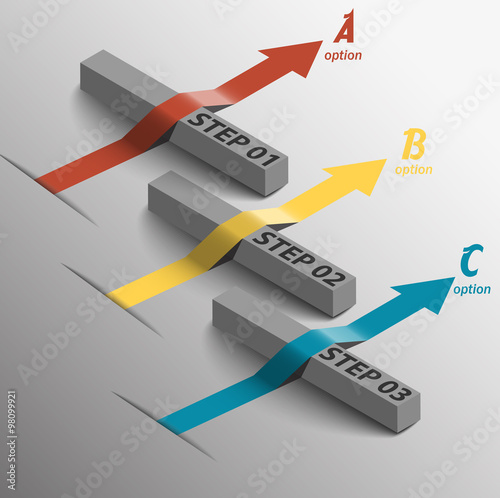 isometric step infographics with ribbons vector template