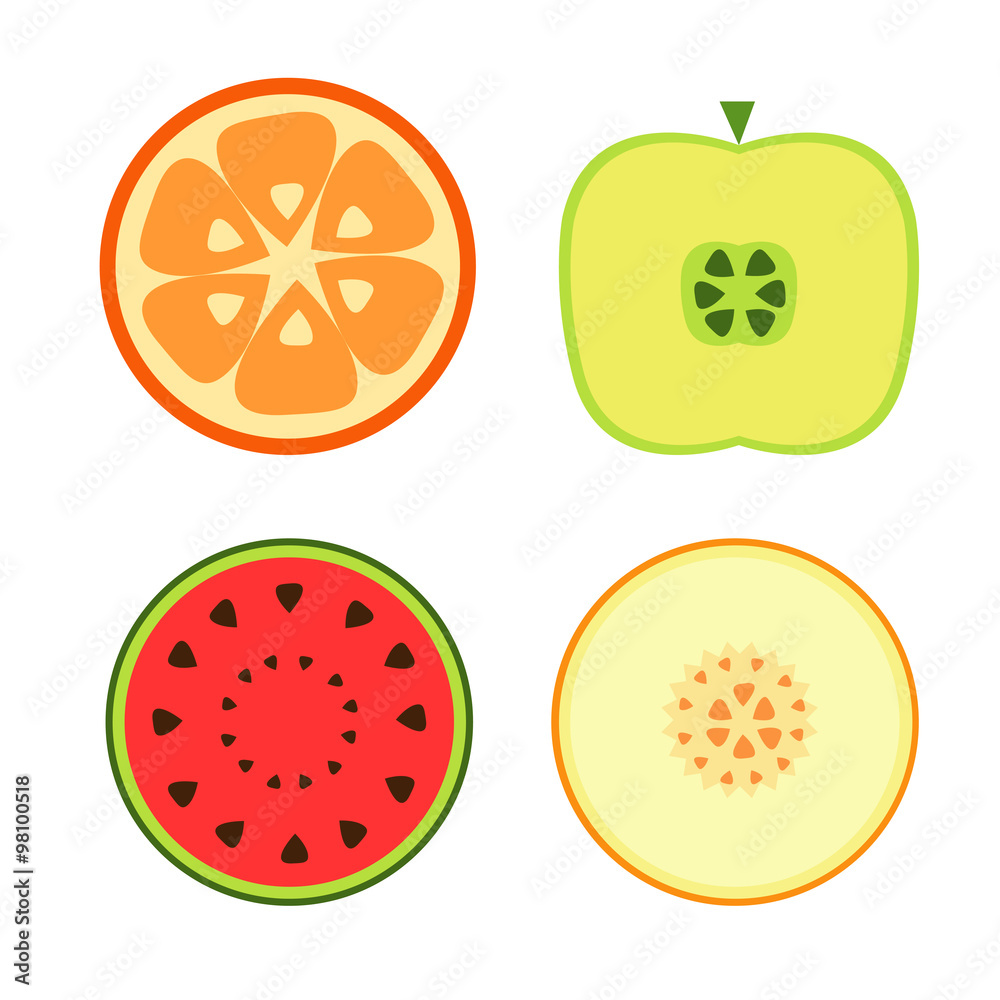 Fruits on a white background Fruits on a white background