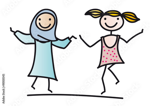 Integration - Gemeinsam lernen - deutsch mit Kindern lernen, Deutschunterricht, Freundschaft - In der Schule gemeinsam lernen und spielen 