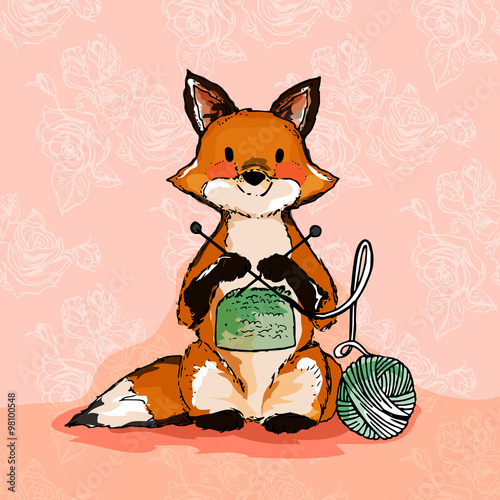 Illustration of a fox. Crochet and Needlework.