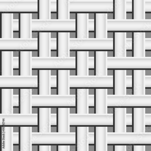 Vector pattern of knotted strips. Black and white seamless vector background.