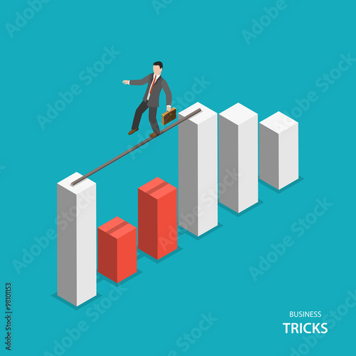 Business tricks isometric flat vector concept.