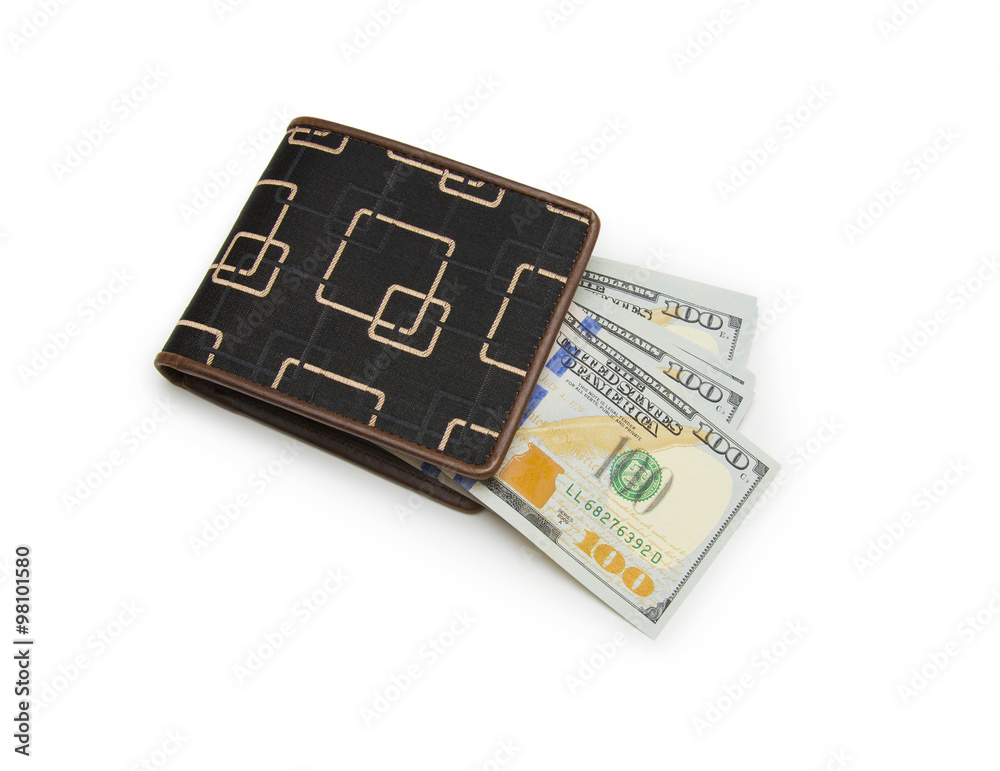purse with money isolated on white purse with money isolated on white