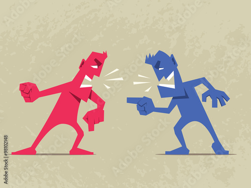 Hard conversation. Two angry men arguing with each other.