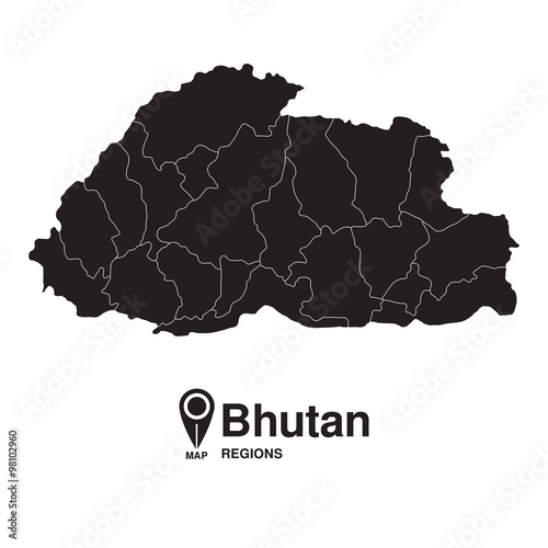 Regions map of Bhutan