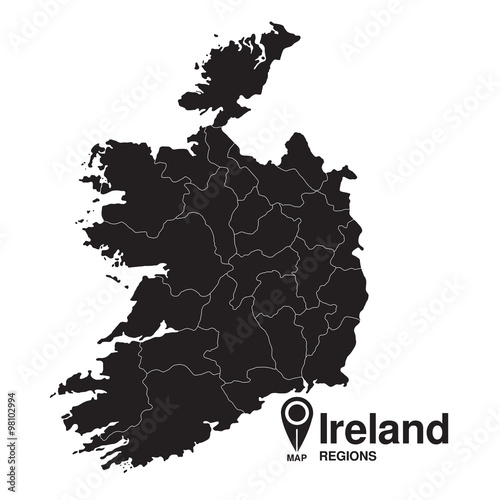 Ireland  Regions map. Regions of Ireland