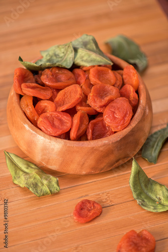 Dried apricots in a bowl