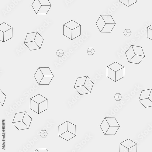 Geometric seamless simple monochrome minimalistic pattern of cube shapes