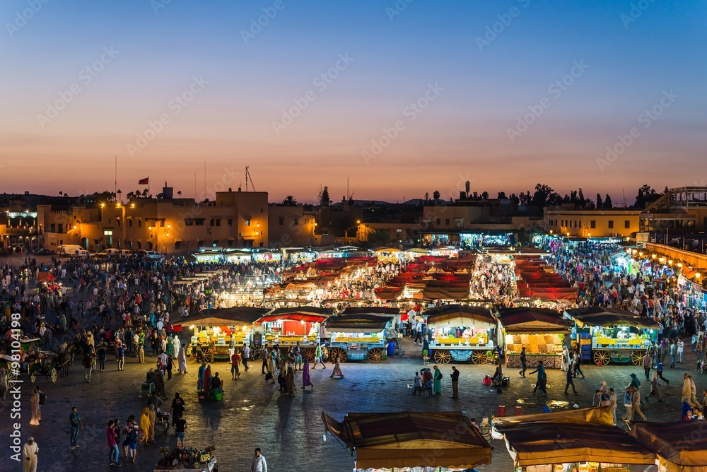 Marrakech, Morocco - Circa September 2015 - sunrise over marrake