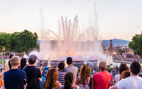 Canvas Print barcelona, spain - june 28, 2015 - tourist masses watching the m