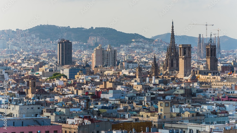 barcelona, spain - june 28, 2015 - view over the city