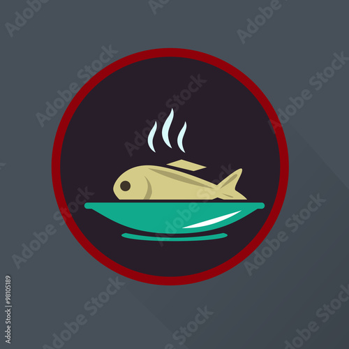 A plate with baked fish icon