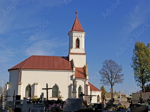 catholic chapel of cemetery in Jaslo and tombs