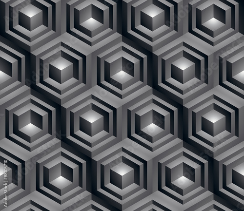 Monochrome abstract textured geometric seamless pattern,3d