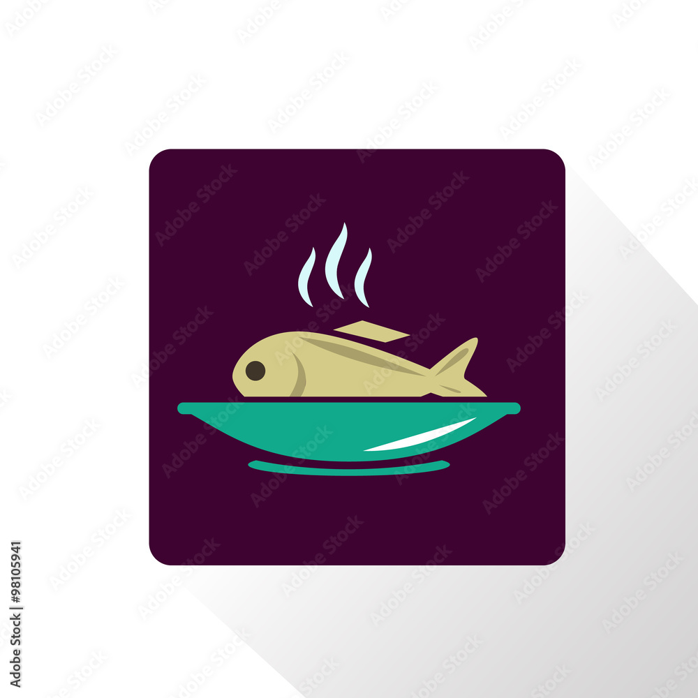 Fototapeta premium A plate with baked fish icon