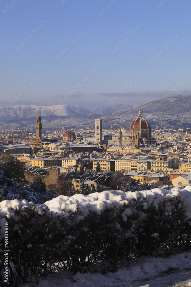 Italia,Firenze sotto la neve.