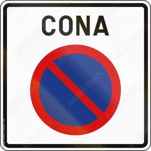 Free Download Slovenian road sign - No parking zone. Cona means zone - GFXLoad
