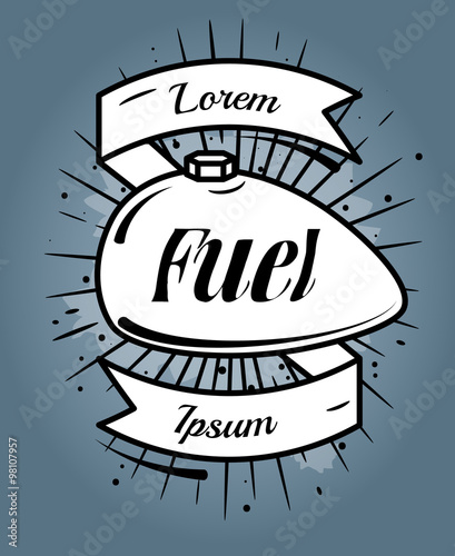 retro label with moto gas tank