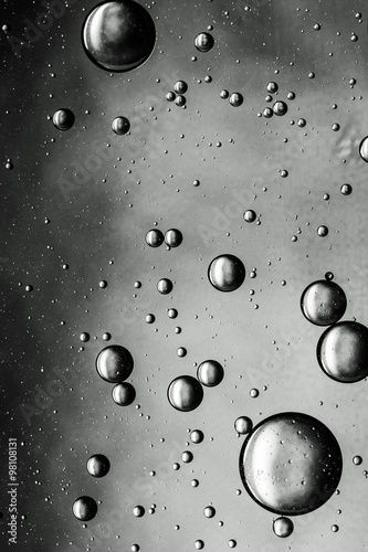 High contrast oil and water abstract formed by oil droplets in water