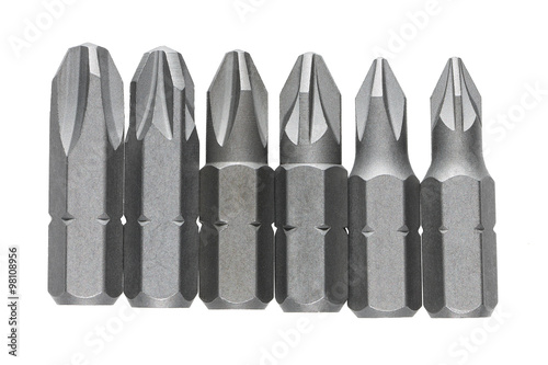 screwdriver bits isolated on white