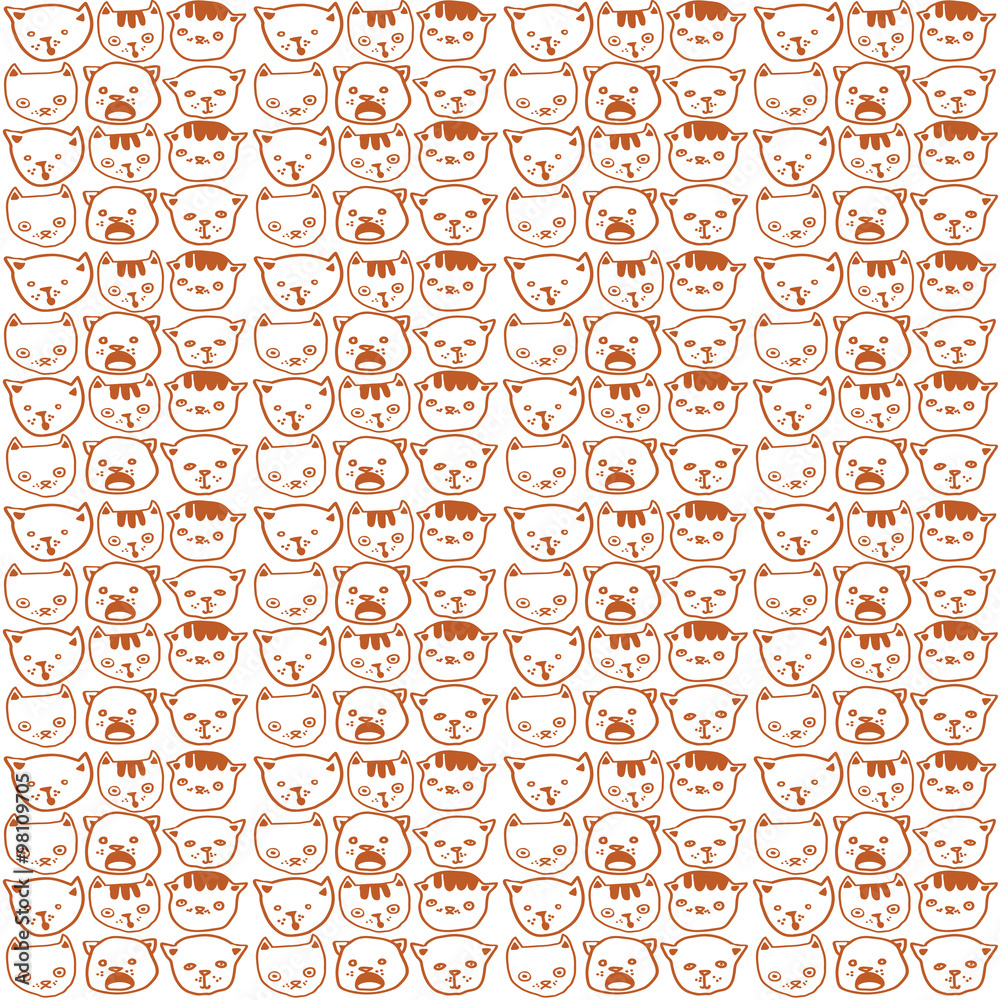 Cute vector cats seamless pattern.