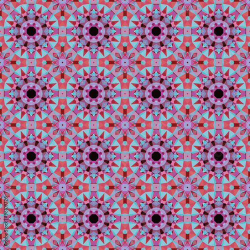 Kaleidoscopic mosaic pattern with crystals