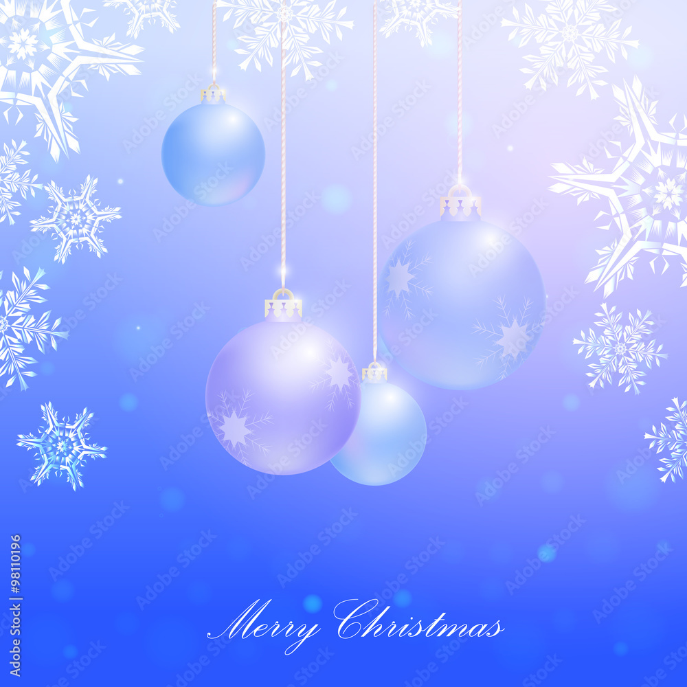 Blue Christmas balls and snowflakes, glitter, vector Blue Christmas balls and snowflakes, glitter, vector