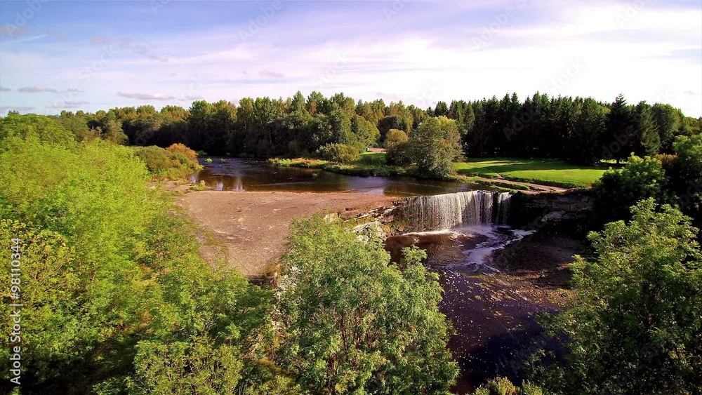The top view of Jagala waterfall in Estonia. The Jägala Waterfall is a waterfall in Northern Estonia on Jägala River. It is the highest natural waterfall in Estonia with height about 8 meters. The top view of Jagala waterfall in Estonia. The Jägala Waterfall is a waterfall in Northern Estonia on Jägala River. It is the highest natural waterfall in Estonia with height about 8 meters.