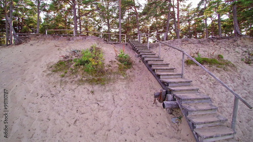 A ladder on the sand going through the forest in Kaberneeme in Northern Estonia photo