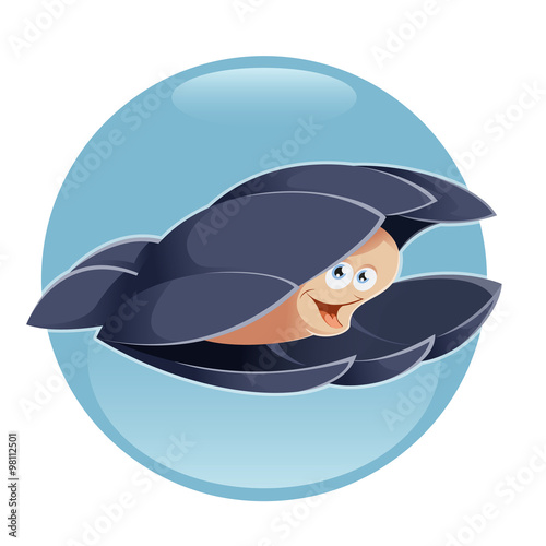 Cartoon smiling scallop