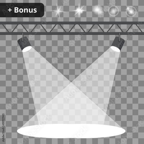 Scene with spotlights on a transparent background