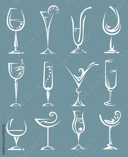 set of wine and liqueur glasses