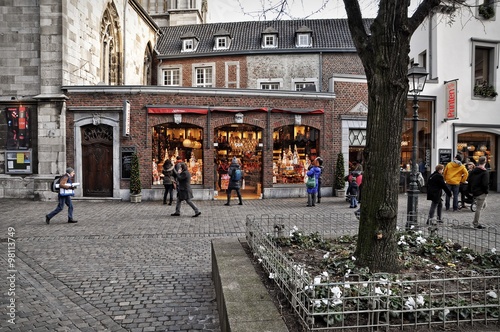 Window display of a traditional cafe shop in Aachen, Germany photo