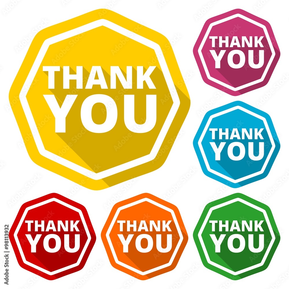 Thank you icons set with long shadow Thank you icons set with long shadow