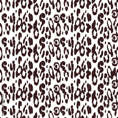 Animal texture. Black and white seamless pattern. Vector illustration.